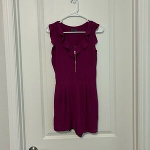 Express Magenta Ruffle Zip Up Romper Women’s Size 2